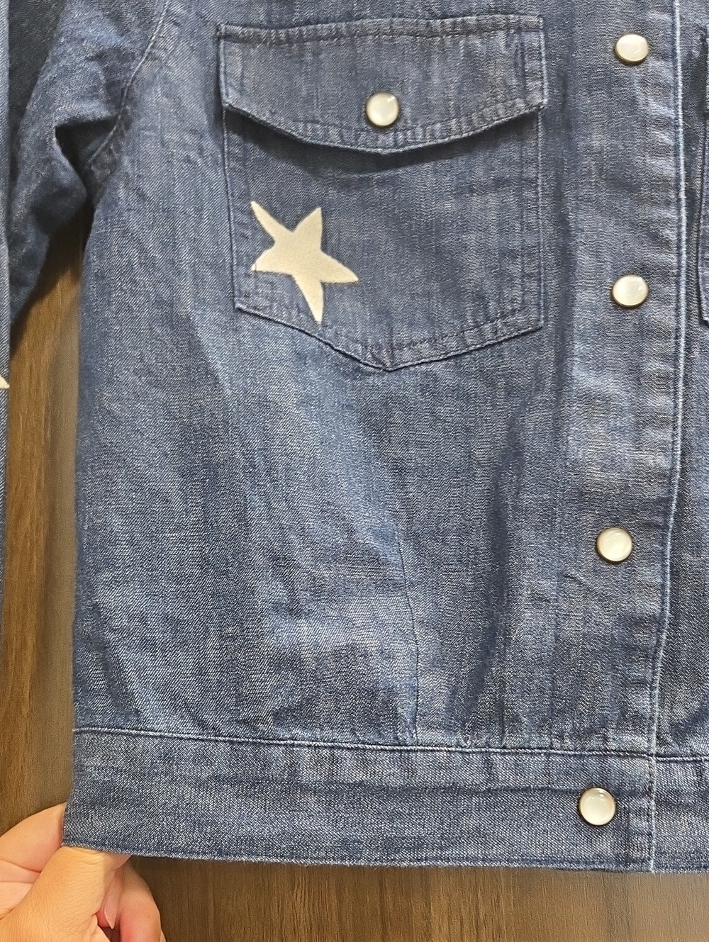Marine Layer Embroidered Cropped Jacket in Indigo Stars Blue White-Size Small - Picture 6 of 15